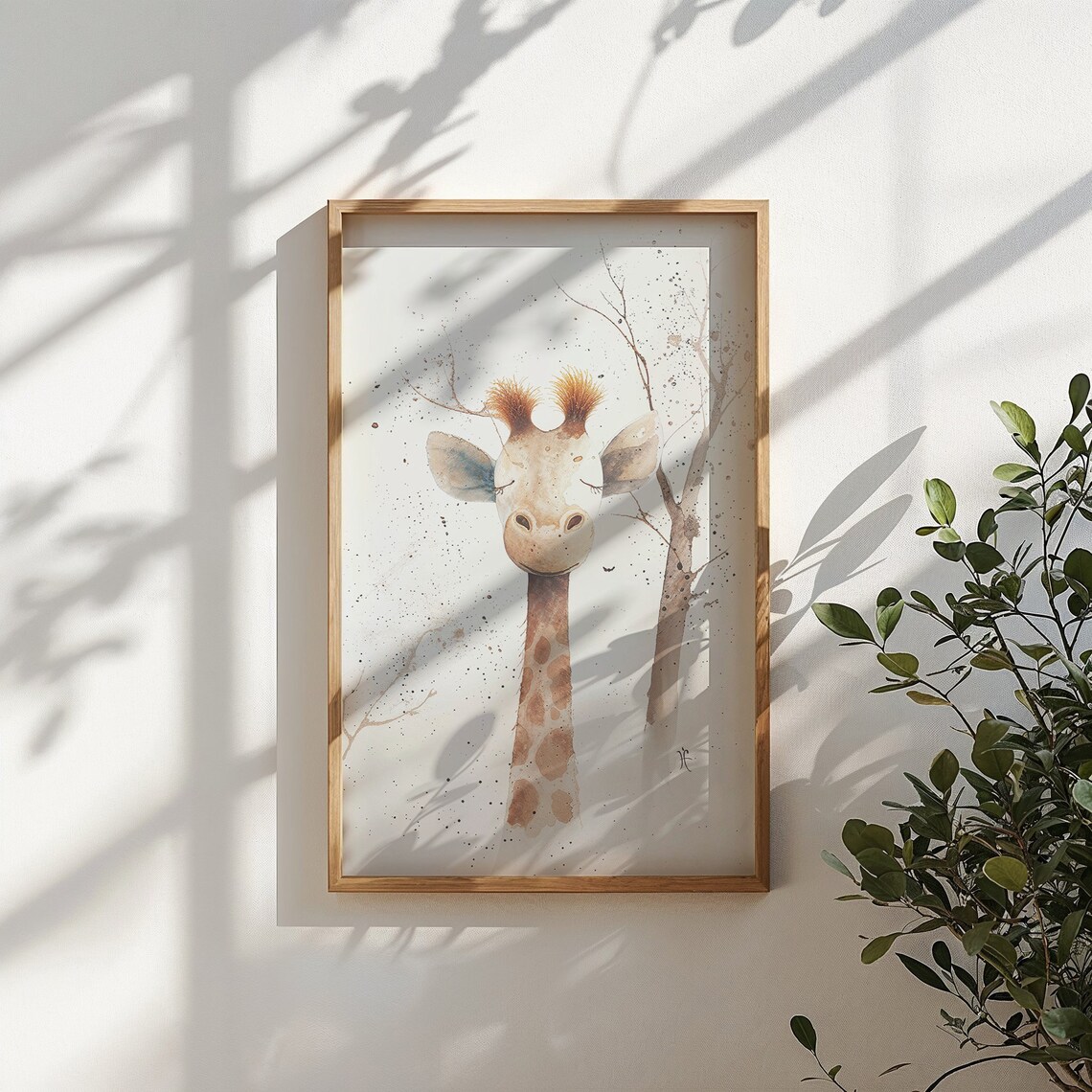 Baby Giraffe Watercolor Nursery Poster Soft Safari Style Kids Wall Art - Image 4