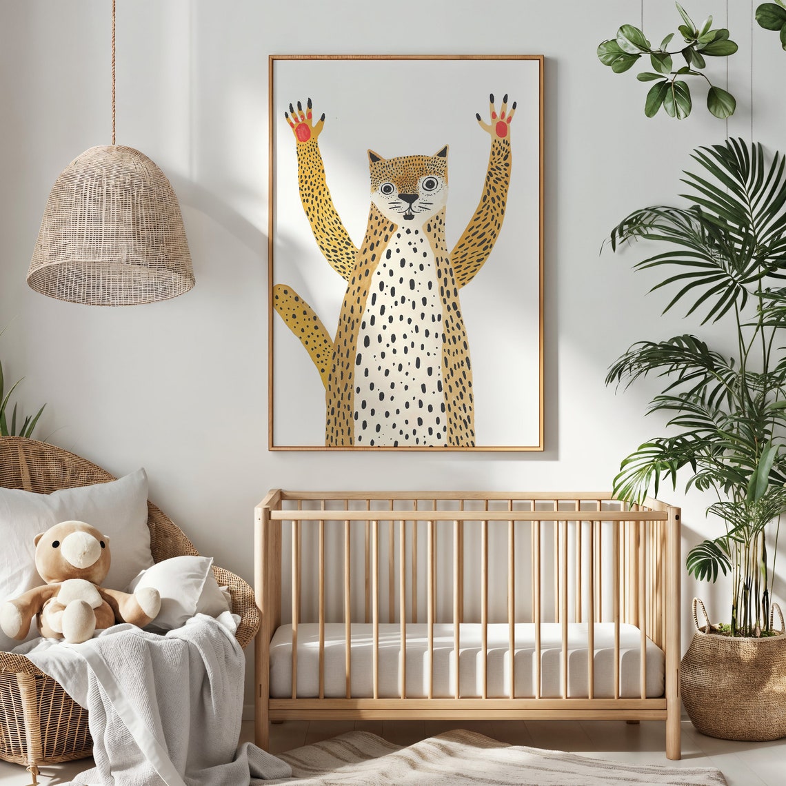 Cheerful Cheetah Paws Up Spotted Yellow Kids Safari Wall Poster - Image 4