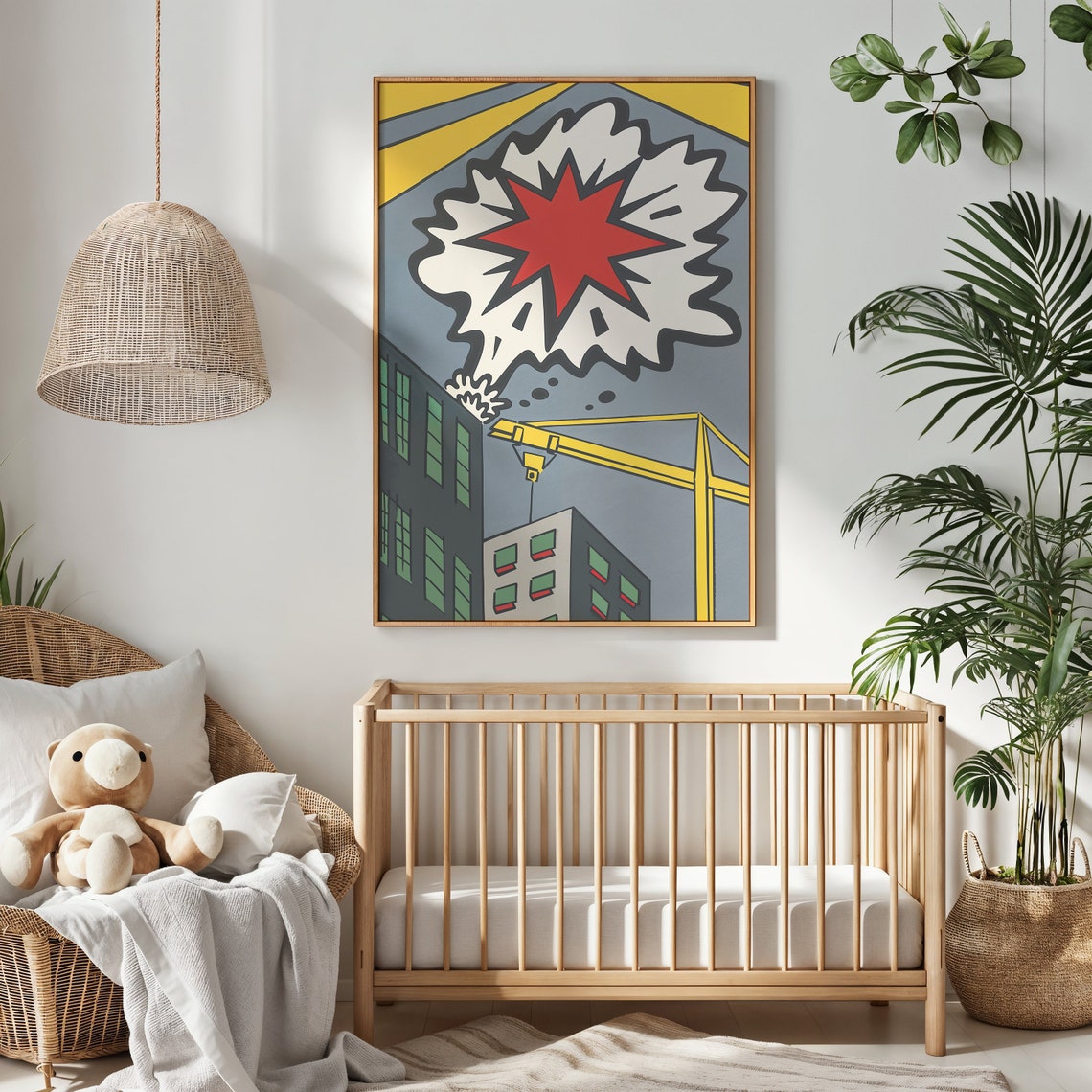 Pop Art City Crane Building Comic Starburst Kids Wall Art Poster - Image 3