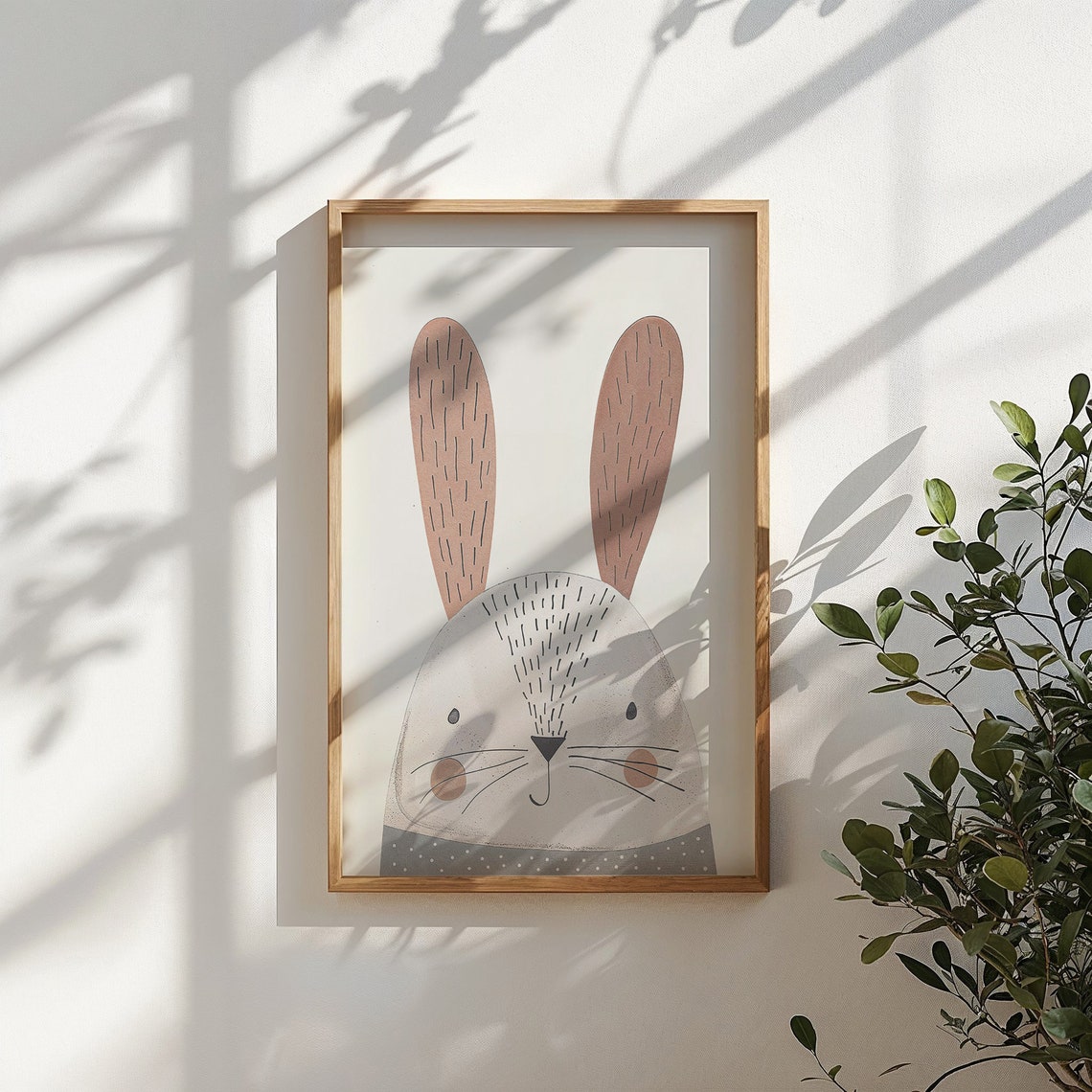 Minimalist Bunny Face Nursery Poster Blush Neutral Kids Bedroom Print - Image 5