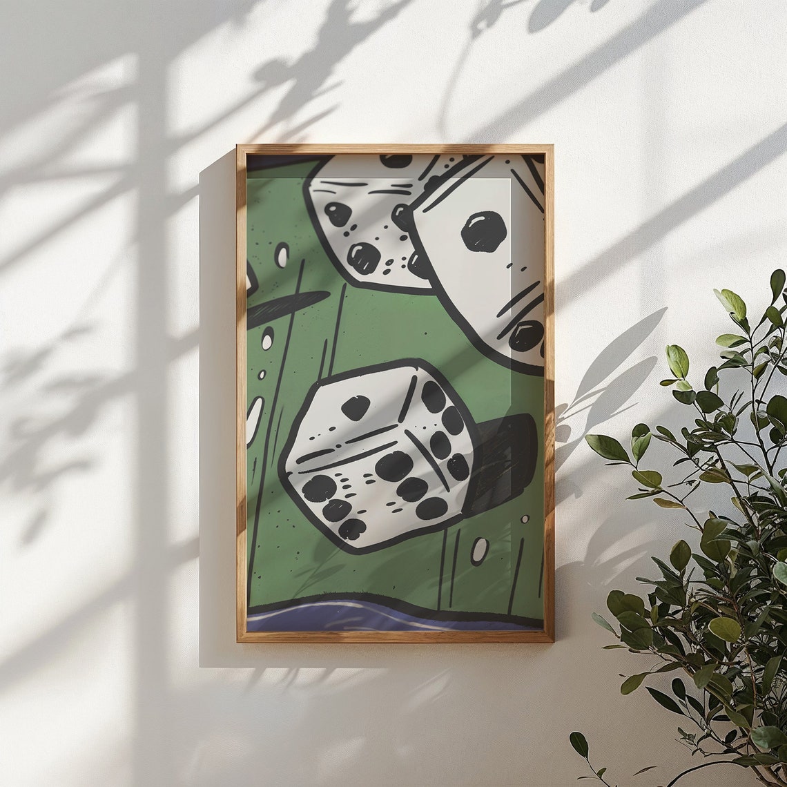 Rolling Dice Green Felt Pop Art Casino Game Room Wall Poster - Image 4