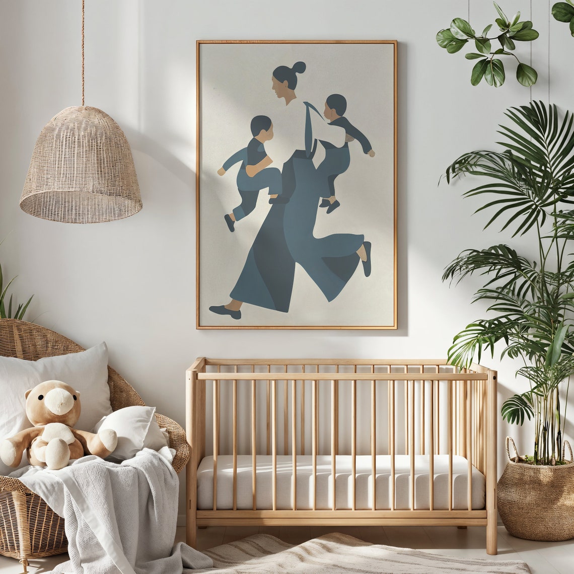 Mother And Children Art Family Nursery Wall Art Modern Kids Posters Minimalist Decor Motherhood Illustration Gift For New Mom - Image 3