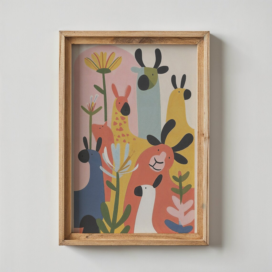 Colorful Safari Llamas Alpacas Floral Nursery Kids Room Wall Art Poster - Image 5
