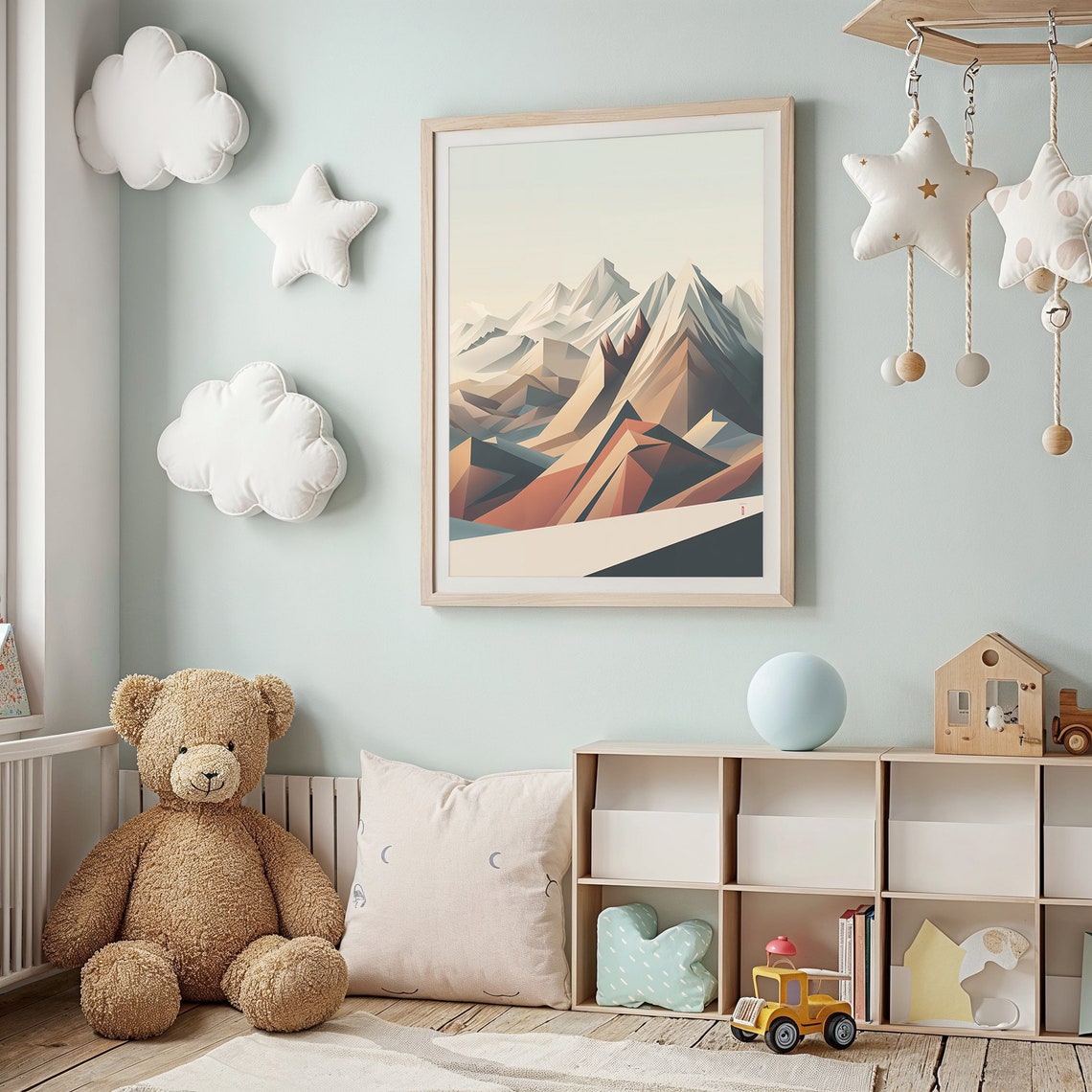 Abstract Geometric Mountain Range Earthy Warm Modern Wall Poster - Image 3