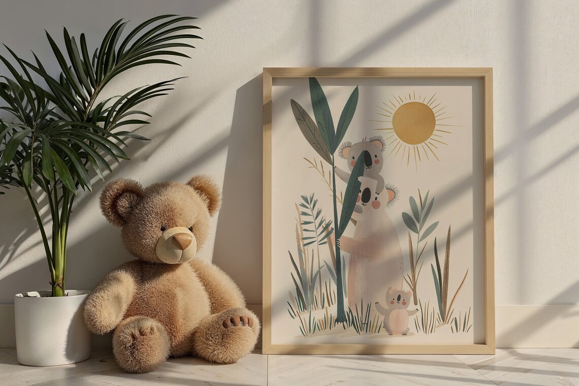 Koala Family Tree Nursery Poster Sun Botanical Cute Kids Room Art - Image 5