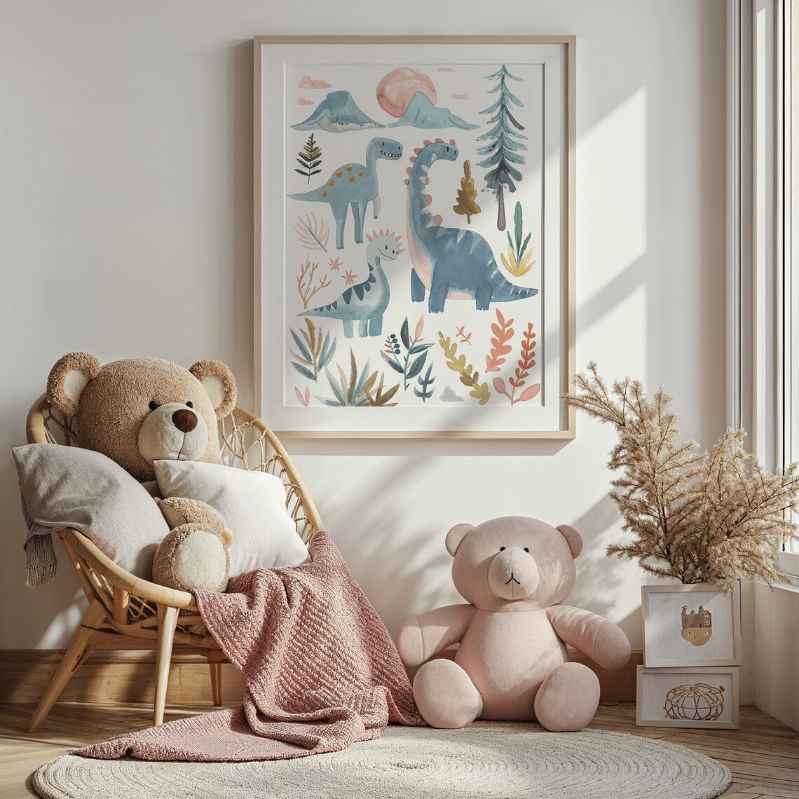 Watercolor Dinosaur Nursery Art Print, Playroom Decor - Image 4