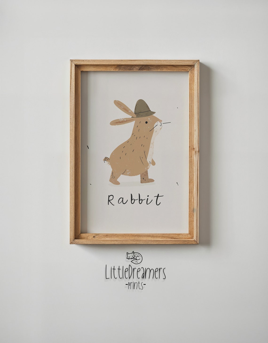 Rabbit Wearing Hat Cream Background Kids Nursery Bedroom Art Poster - Image 4