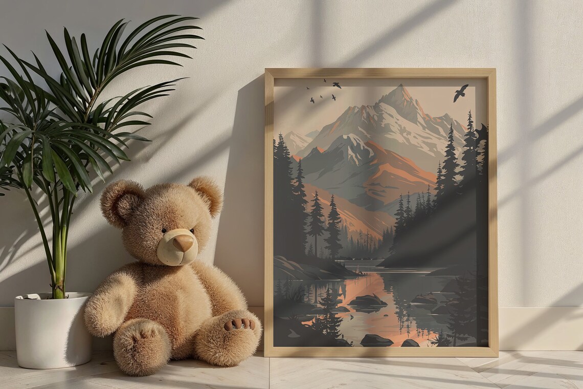 Mountain Landscape Print Nature Scenery Wall Art Forest Reflection Nursery Decor Outdoor Adventure Kids Posters Gift Artwork - Image 6