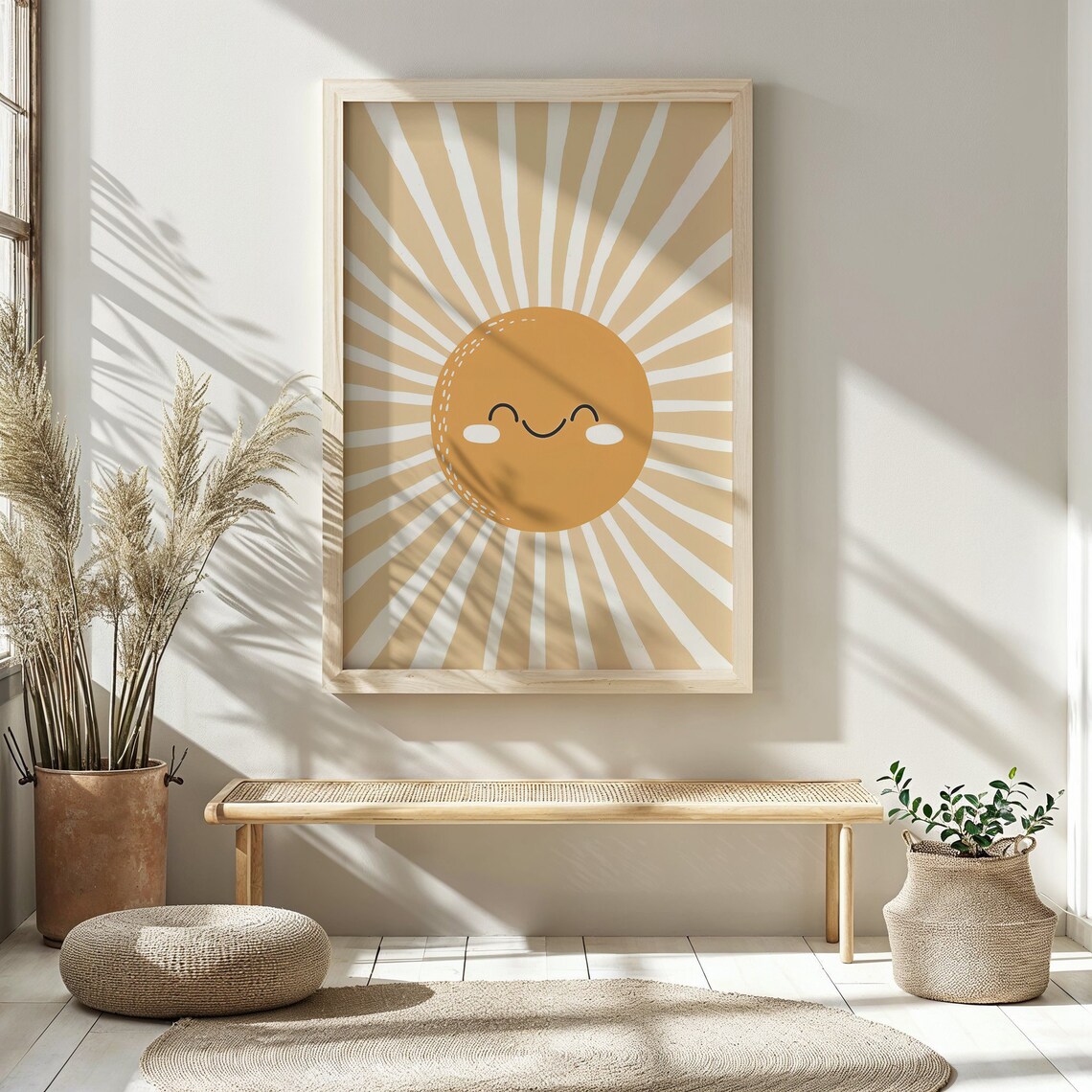Smiling Sun Nursery Art Print, Whimsical Sunshine