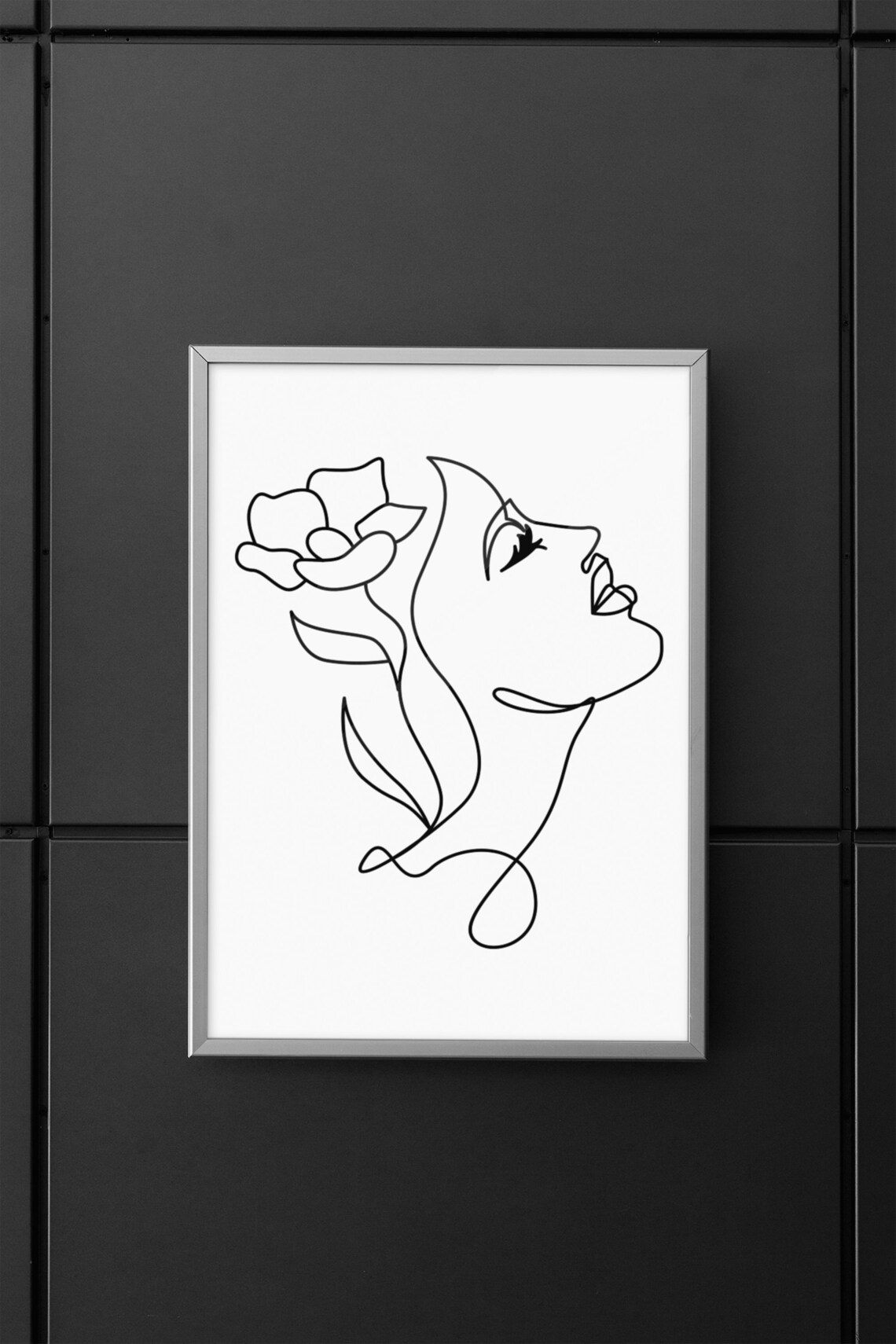 Woman Face One Line Drawing Flower Minimalist Floral Art Poster - Image 8