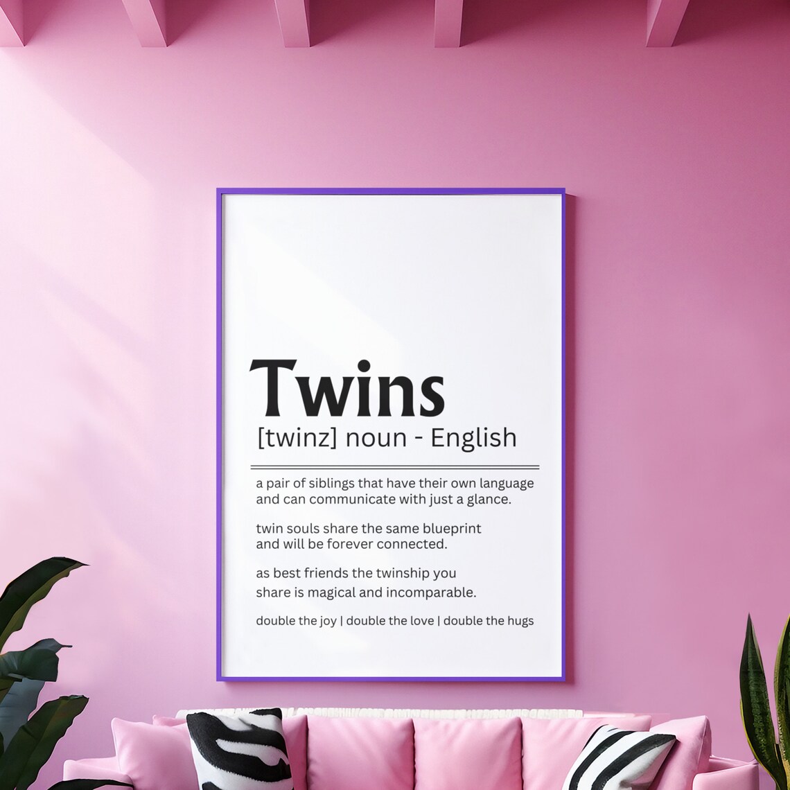 Twins Definition Double the Joy Love Hugs Family Keepsake Poster - Image 2