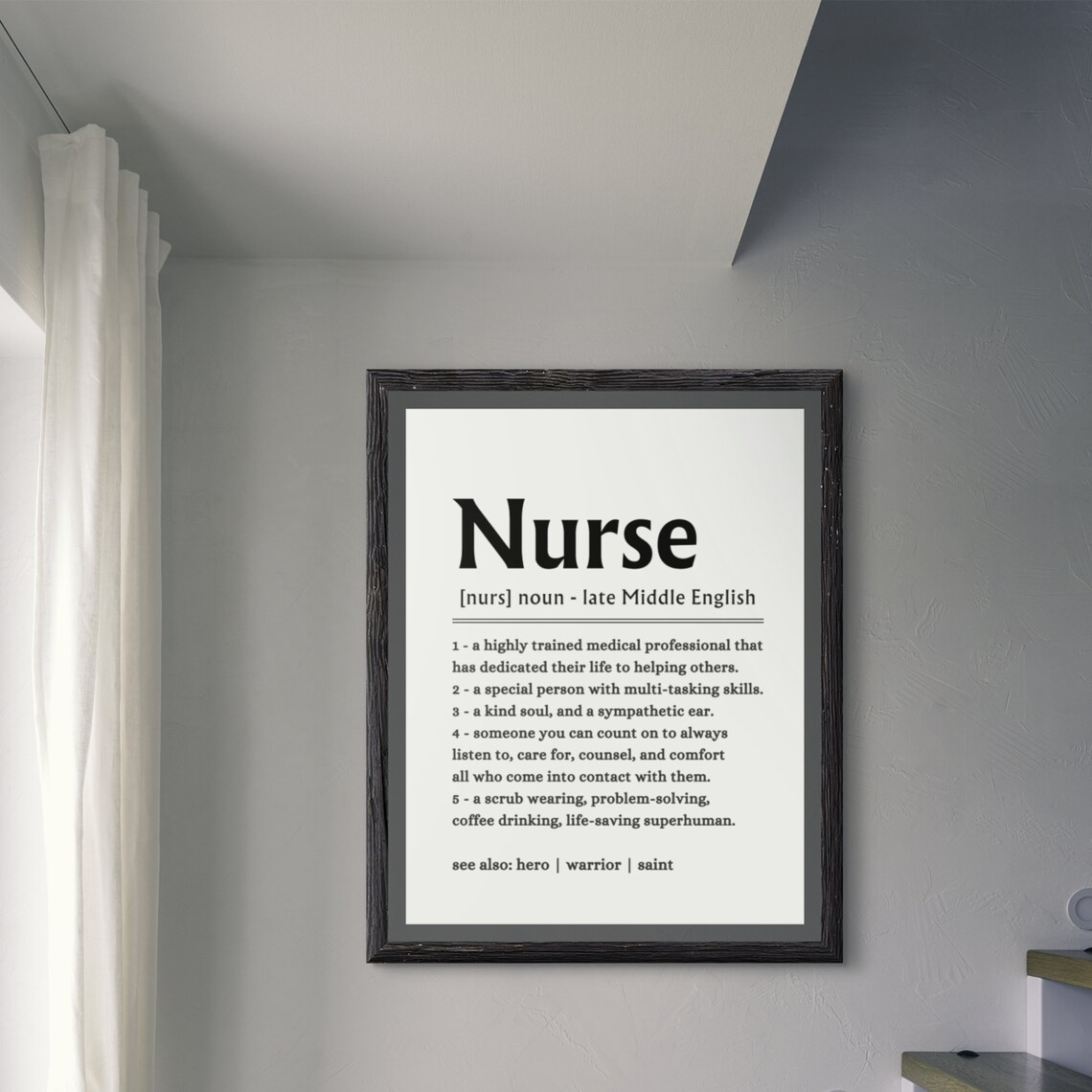 Nurse Definition Appreciation Hero Gift Medical Thank You Quote Poster