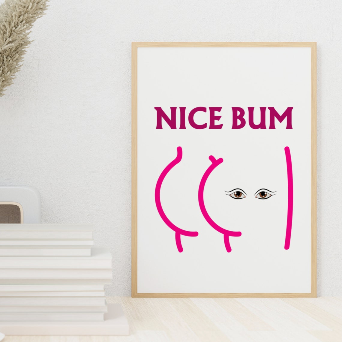 Nice Bum Magenta Bold Minimalist Line Art Cheeky Bathroom Poster - Image 7