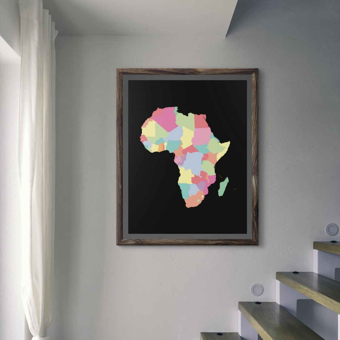 Africa Pastel Country Map Black Background Modern Decor Poster - Image 8