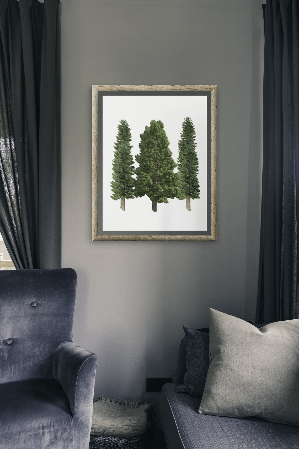 Pine Trees Trio Evergreen Woodland Nursery Forest Wall Decor Poster - Image 9