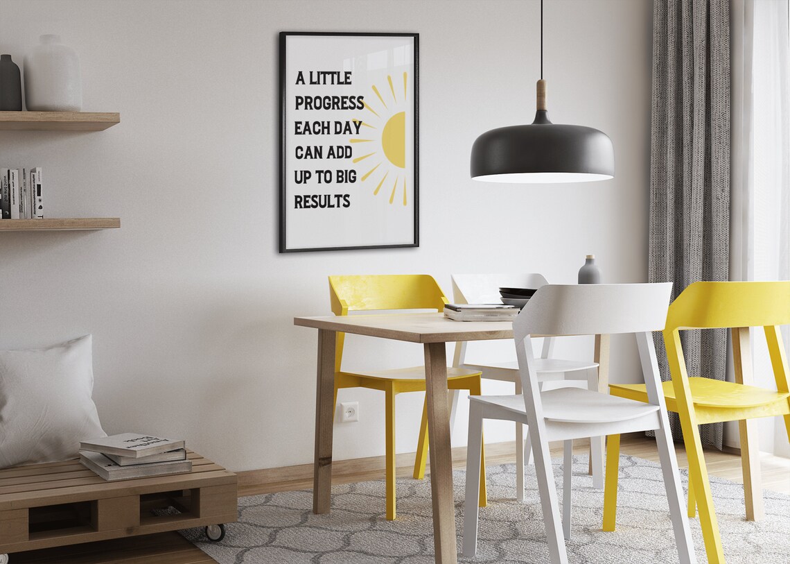A Little Progress Each Day Motivational Sun Quote Wall Poster - Image 3