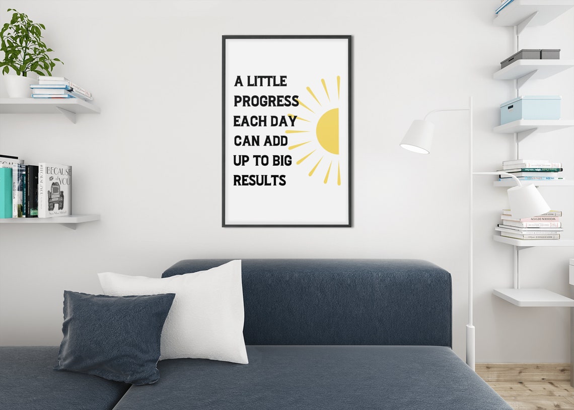 A Little Progress Each Day Motivational Sun Quote Wall Poster - Image 2