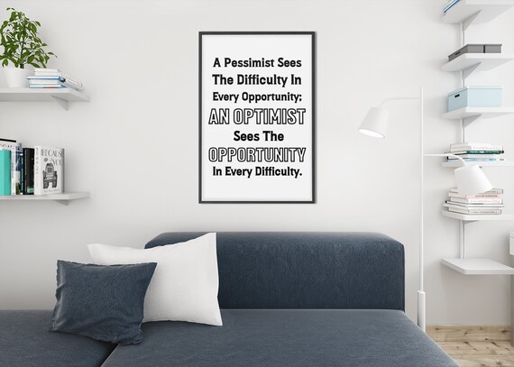 Optimist Opportunity Quote Winston Churchill Mindset Wall Poster