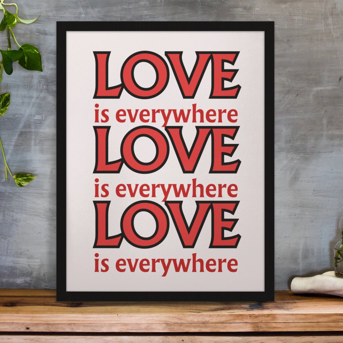 Love Is Everywhere Bold Red Retro Lettering Romantic Quote Poster - Image 9