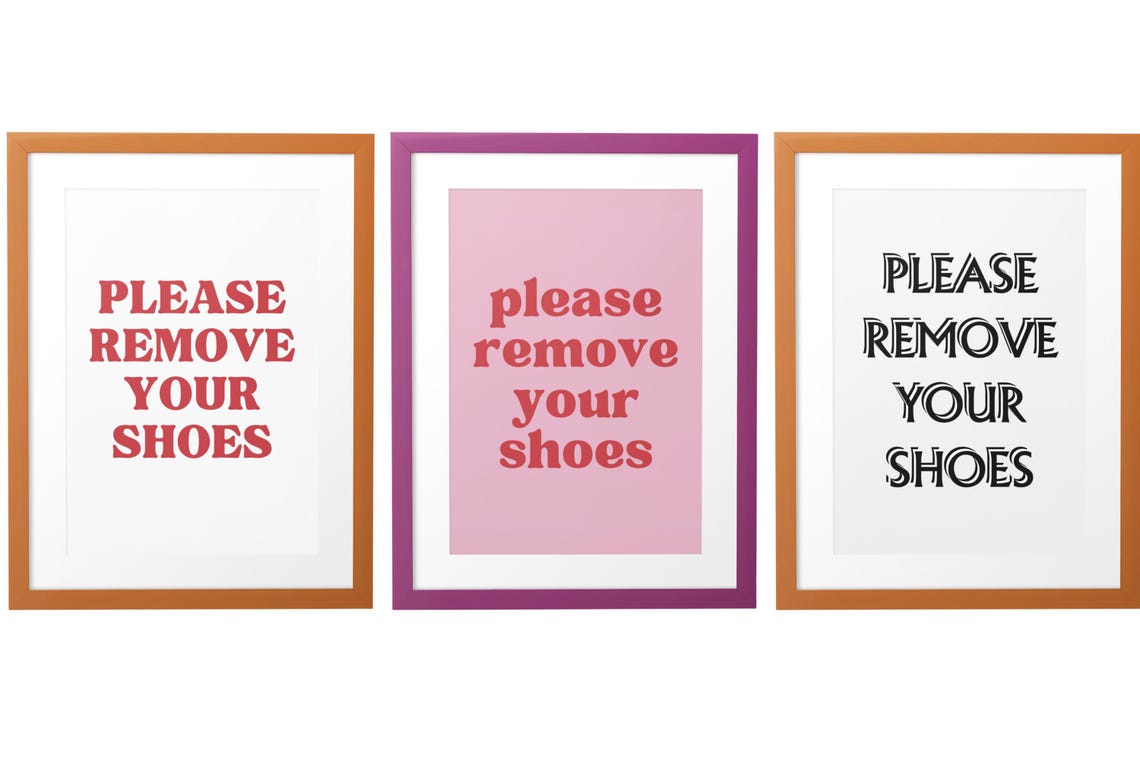 Please Remove Your Shoes Red Typography Entryway Sign Poster - Image 4