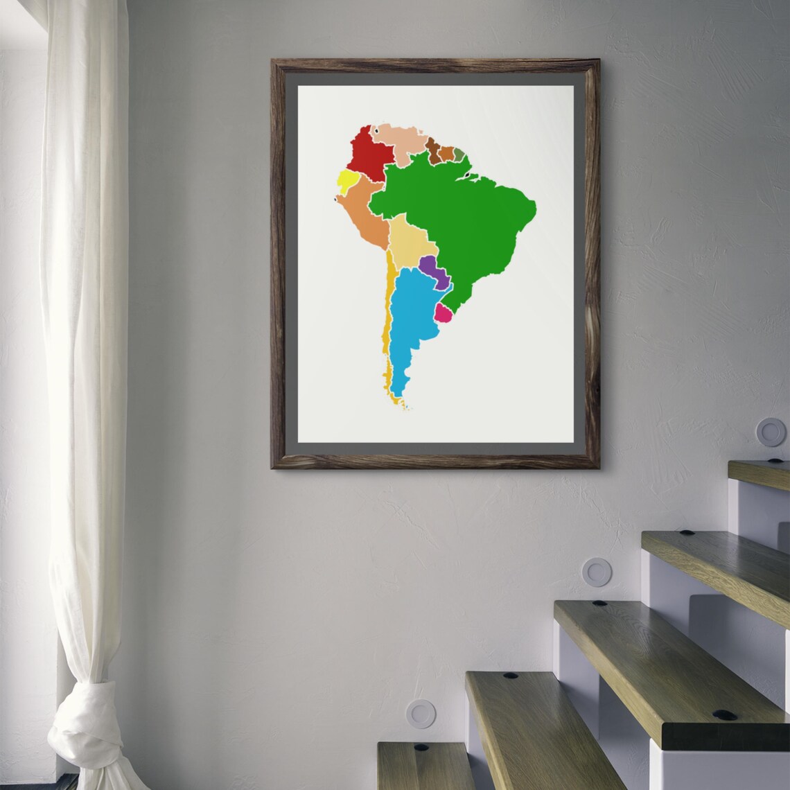 South America Colorful Country Map Educational Geography Poster - Image 8