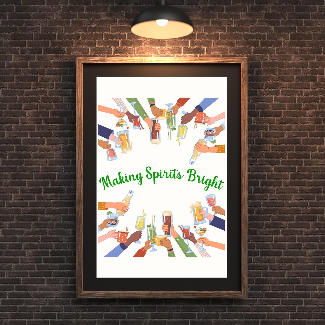 Making Spirits Bright Holiday Cocktail Toast Cheers Party Poster