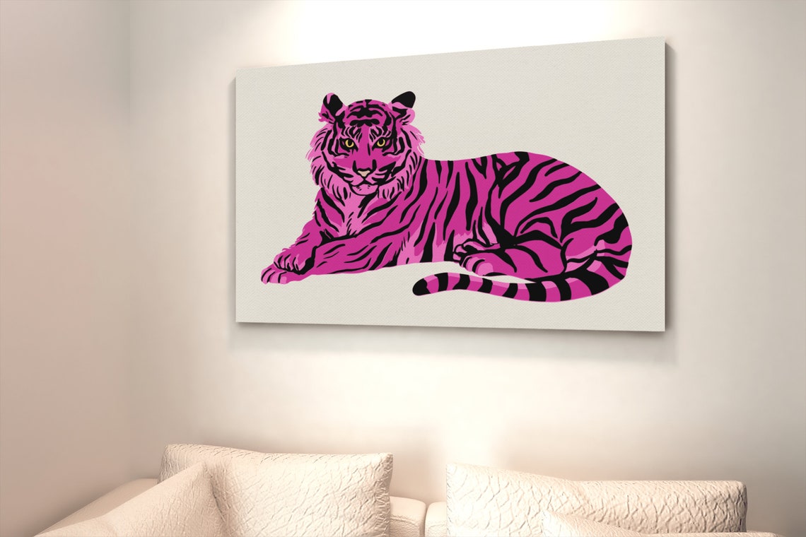 Pink Tiger Maximalist Preppy Room Dorm Wall Decor Poster Art