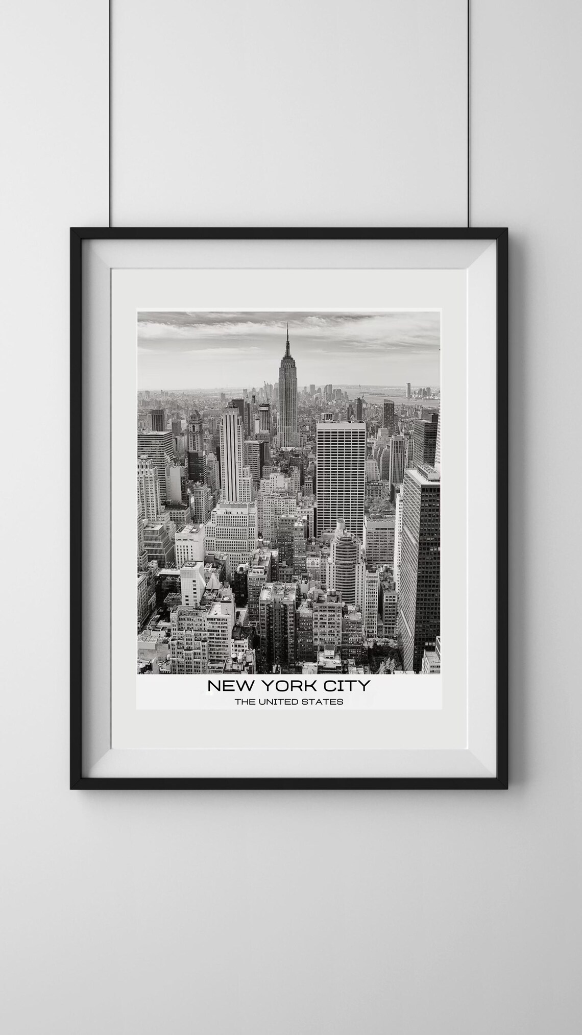 New York City Black And White Empire State Skyline Travel Poster - Image 4