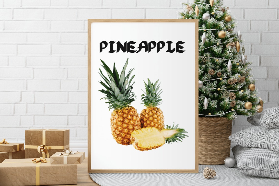 Pineapple Bold Typography Tropical Fruit Kitchen Poster Decor - Image 4
