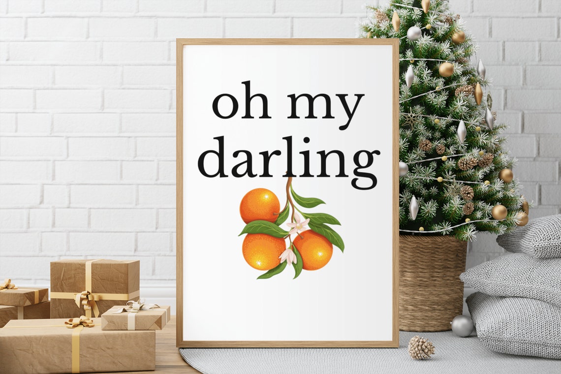 Oh My Darling Orange Branch Illustration Kitchen Wall Decor Art Poster