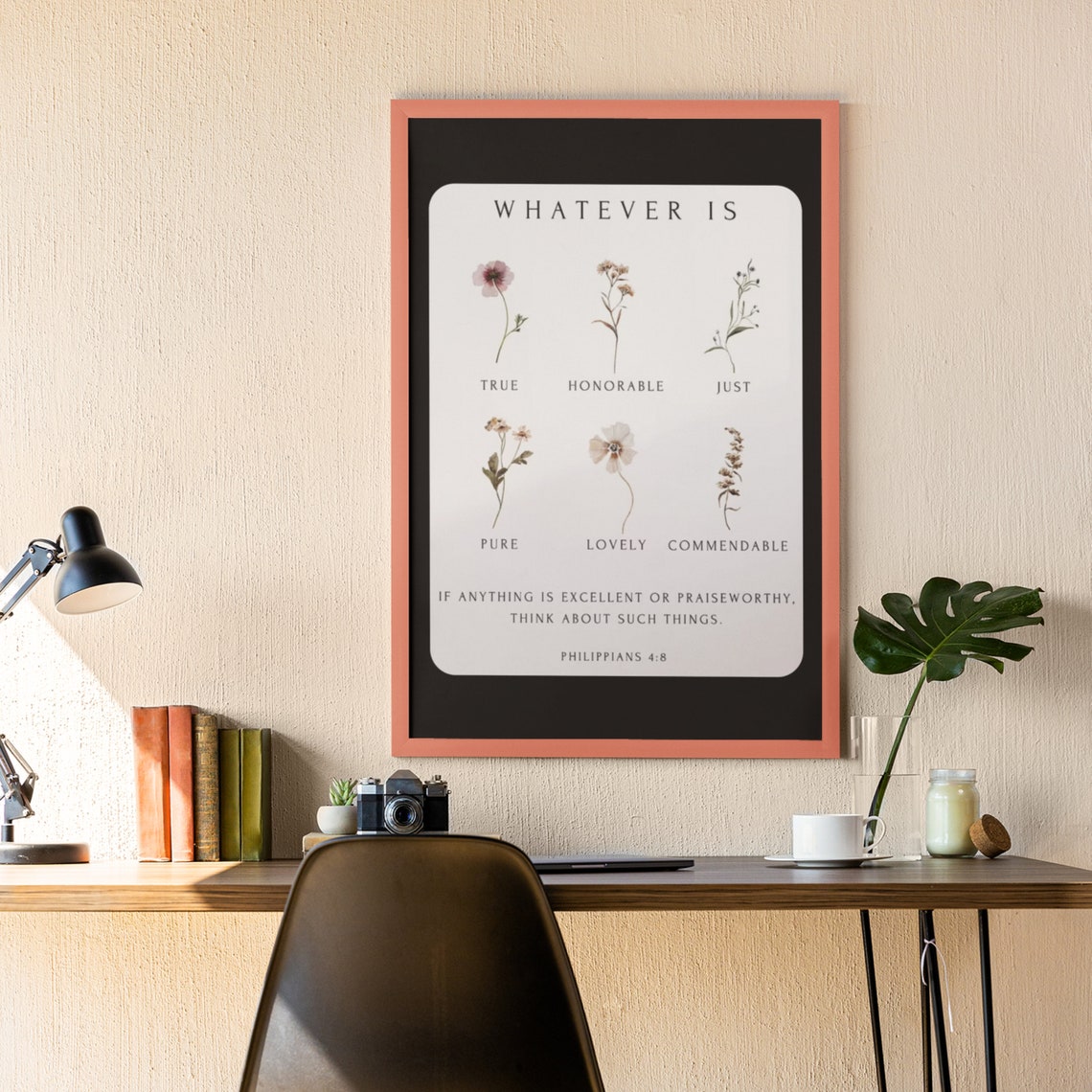 Whatever Is True Philippians 48 Poster Botanical Christian Wall Art Floral Bible Verse Print Modern Scripture Home Decor Gift - Image 3