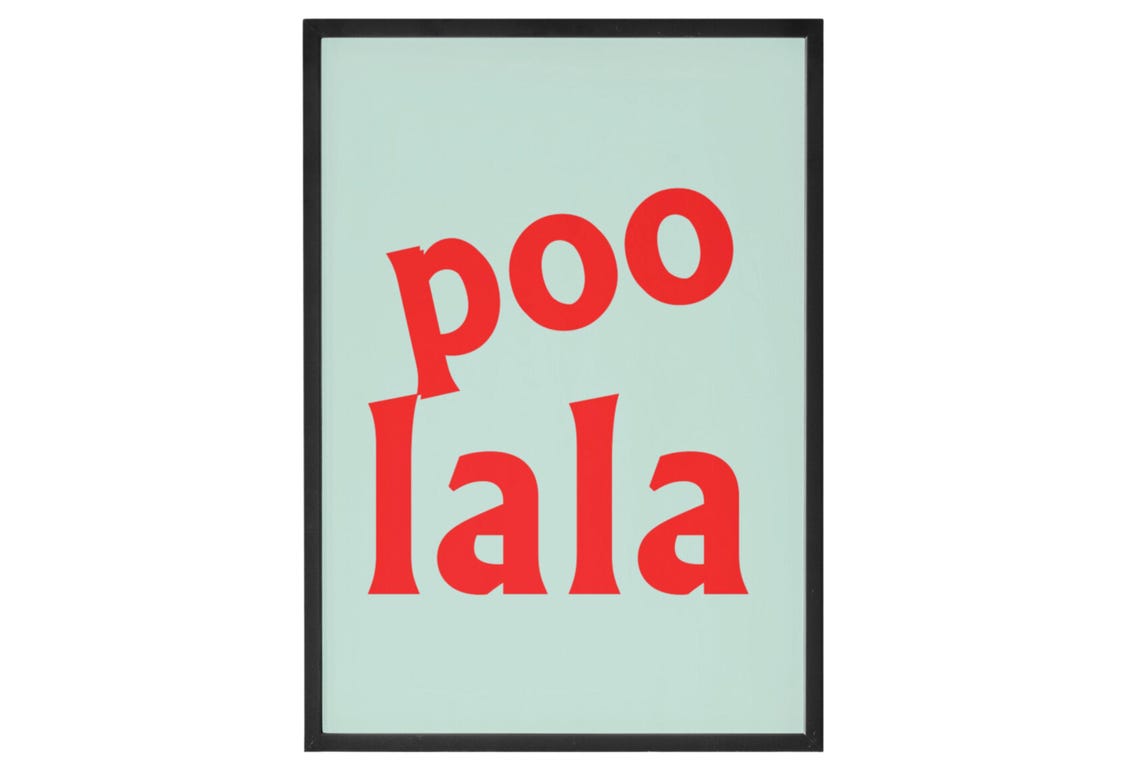 Poo Lala Red Typography Mint Background Fun Playful Wall Decor Poster - Image 3