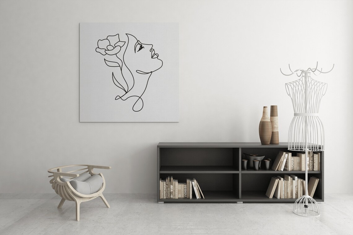 Woman Face One Line Drawing Flower Minimalist Floral Art Poster - Image 10