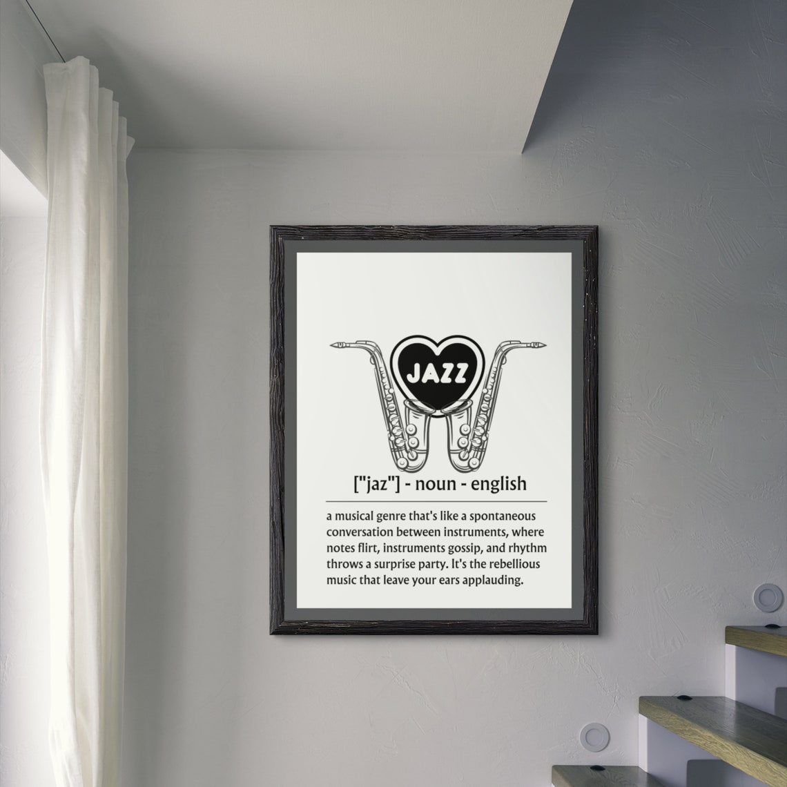Jazz Definition Saxophone Music Lover Heart Musical Typography Poster - Image 8