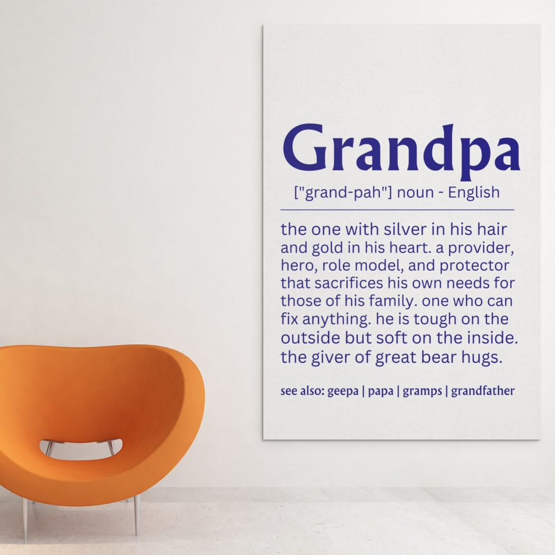 Grandpa Definition Sign Fathers Day Gift Blue Family Wall Poster - Image 2