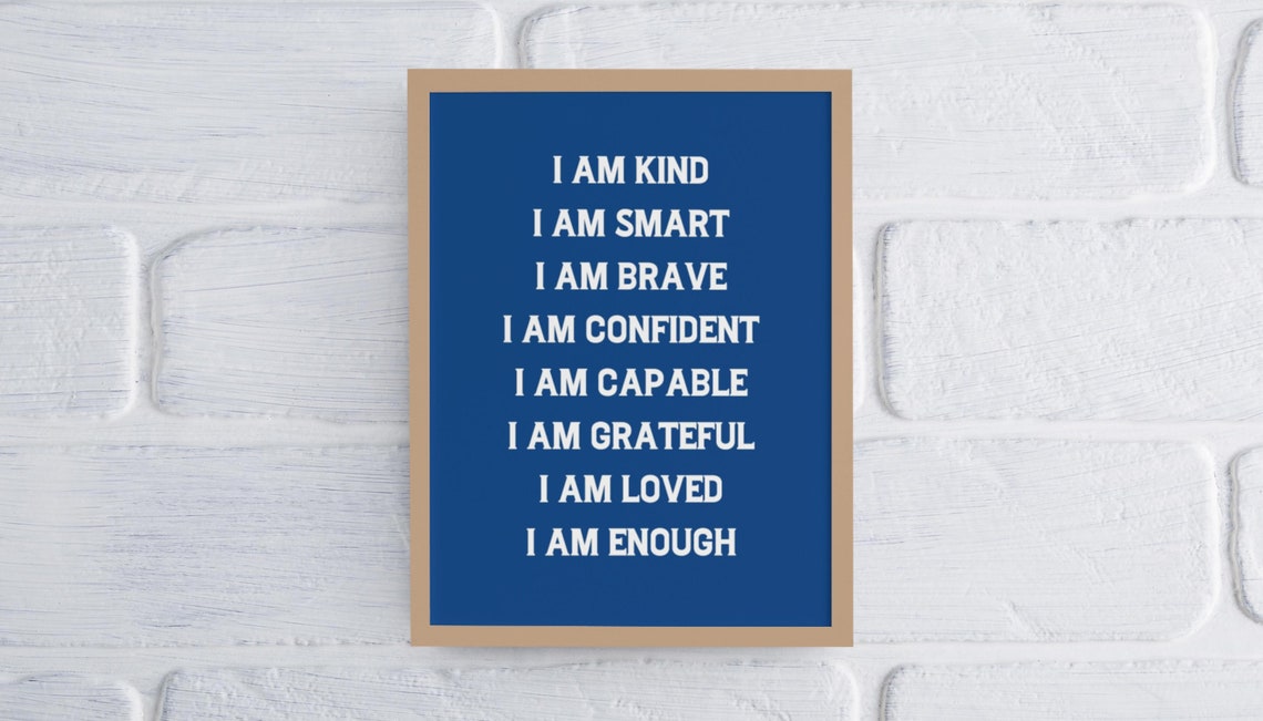 I Am Enough Kind Brave Confident Affirmations Magenta Quote Poster - Image 2