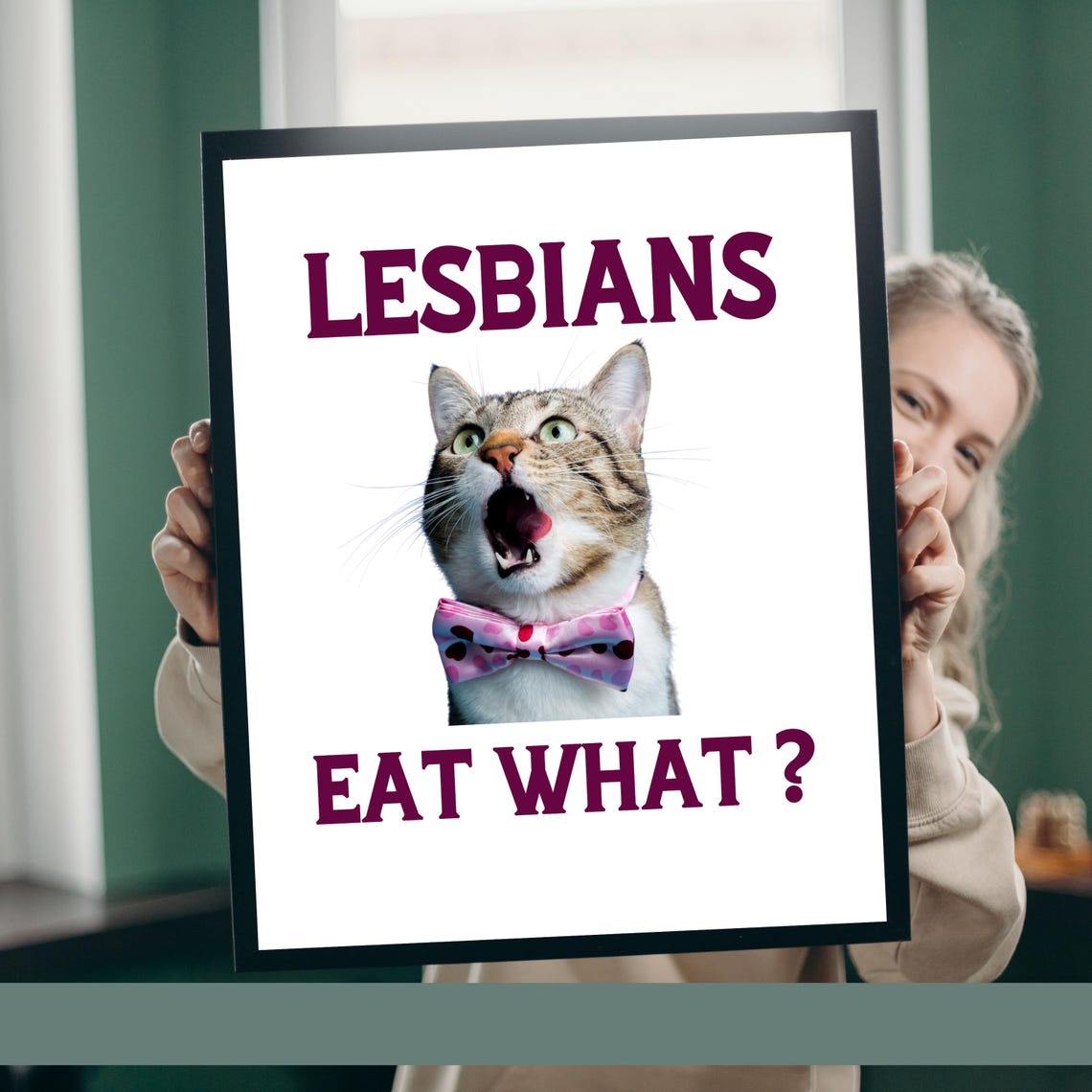Lesbians Eat What Funny Art Print Gift For Lesbian Girlfriend Wall Artwork - Image 2