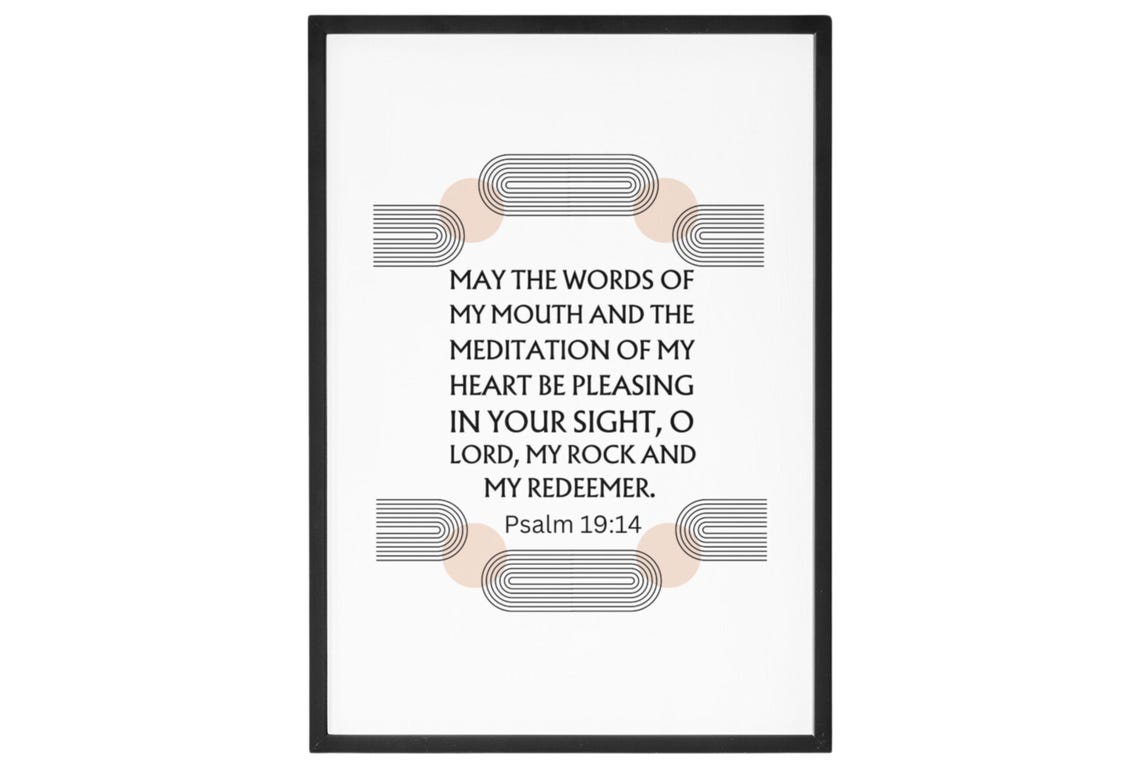 May The Words Of My Mouth Psalm 1914 Boho Christian Scripture Poster - Image 3