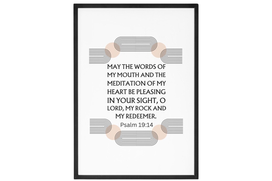 Psalm 1914 May The Words Of My Mouth Prints Boho Christian Decor Religious Modern Scripture Bible Verse Wall Art - Image 3