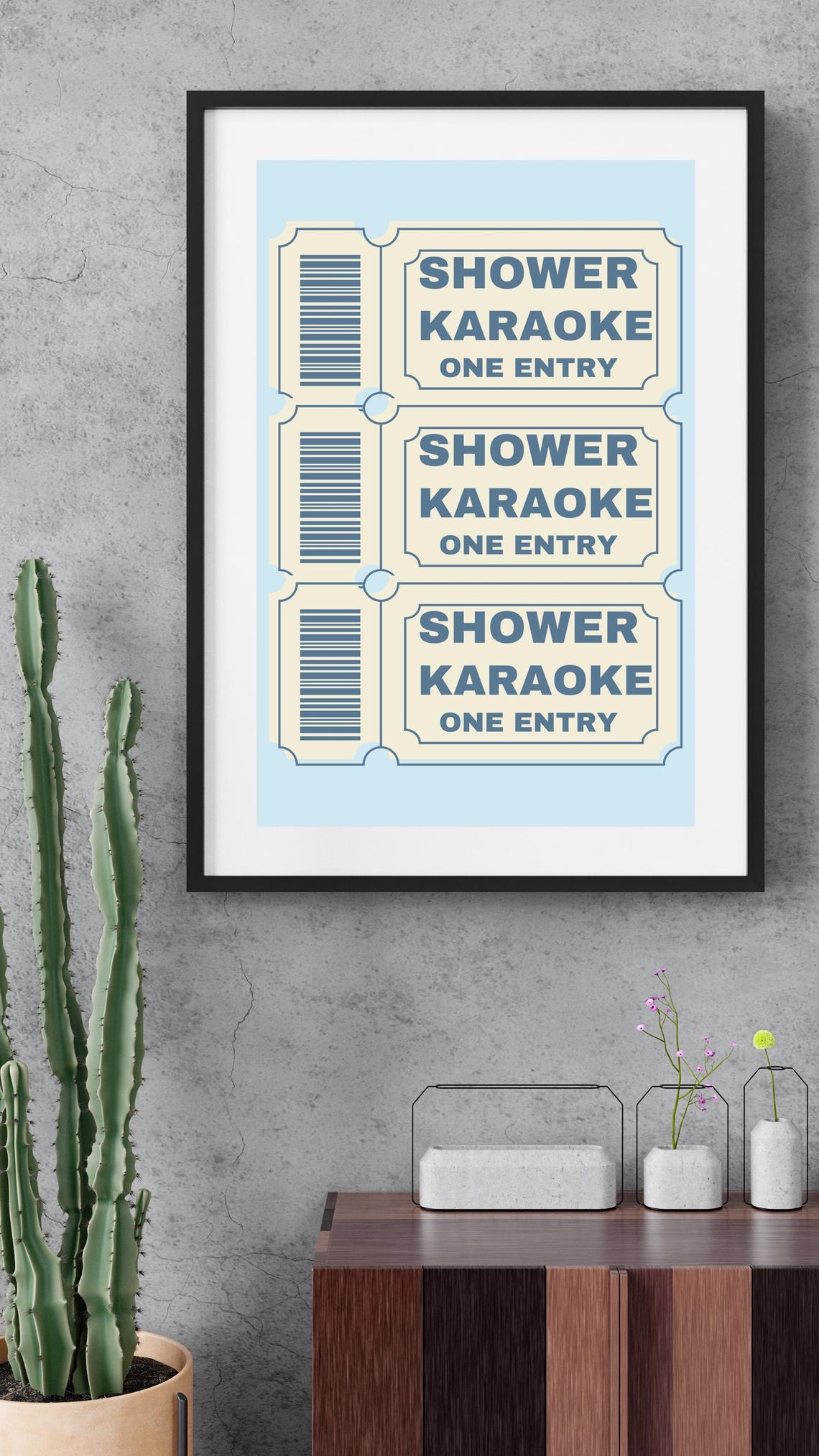 Shower Karaoke Ticket Funny Bathroom Wall Decor Musical Humor Poster - Image 3