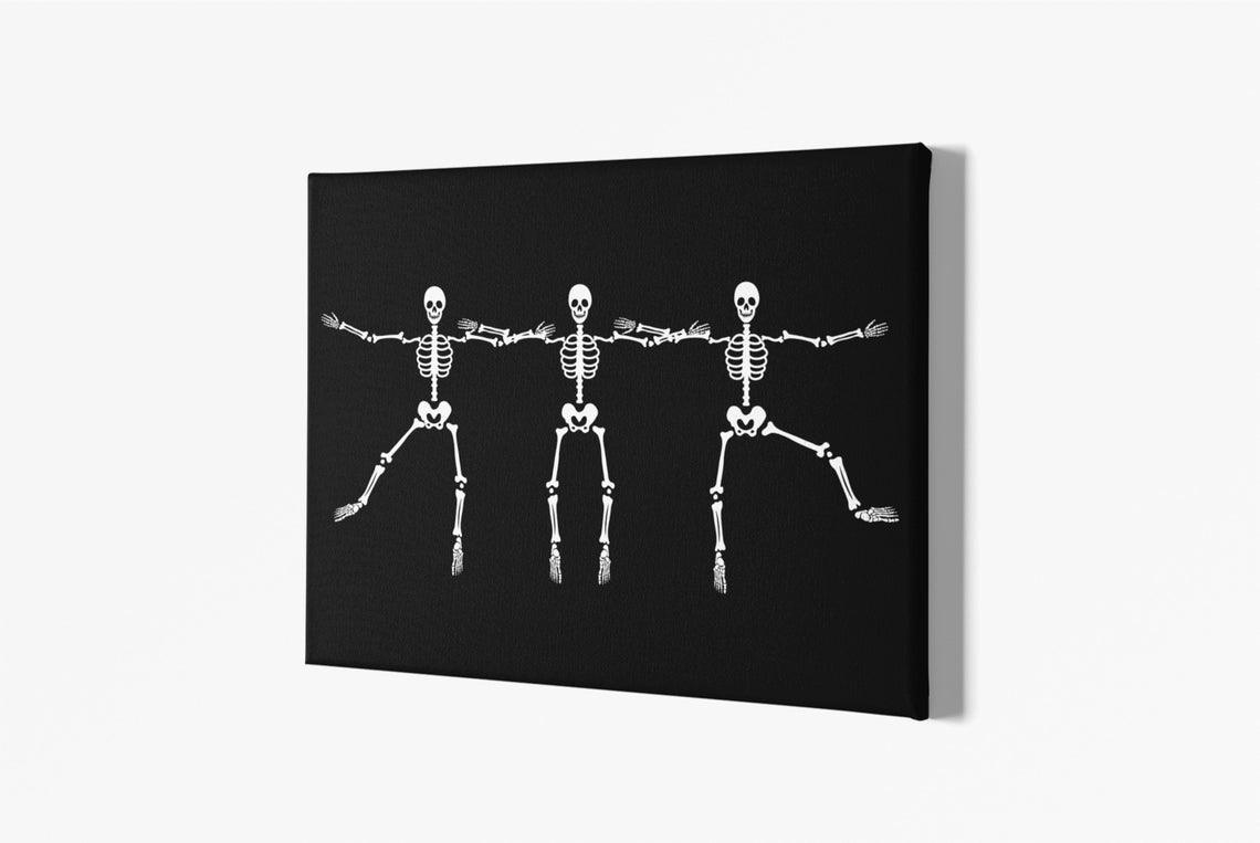Dancing Skeletons Halloween Spooky Black White Fun Goth Poster - Image 7