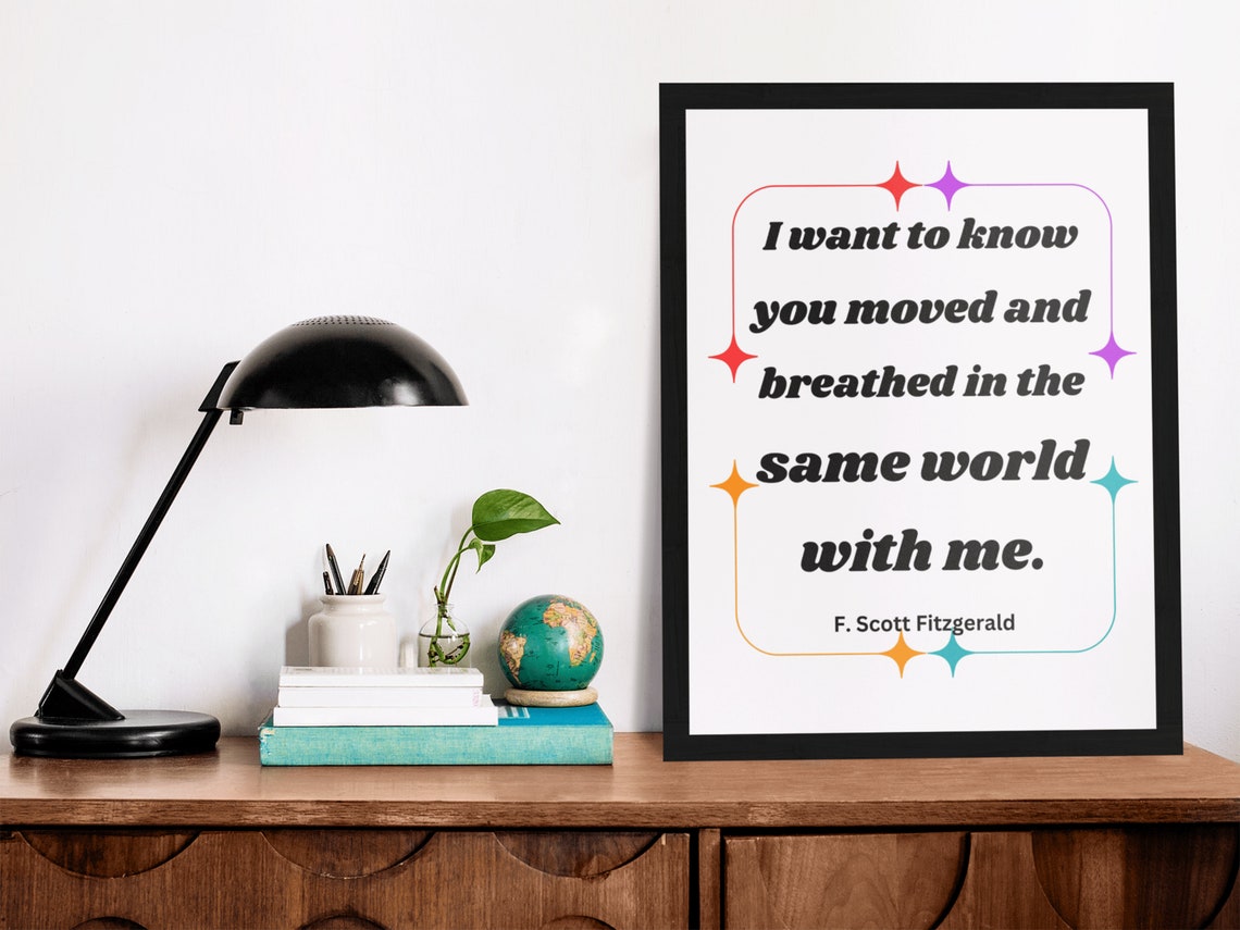 F Scott Fitzgerald Same World Quote Colorful Star Canvas Poster - Image 2