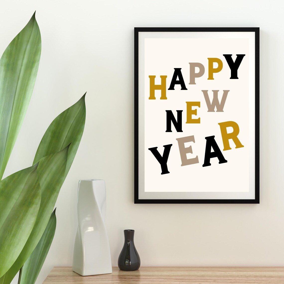Happy New Year Retro Gold Lettering Holiday Celebration Poster - Image 3