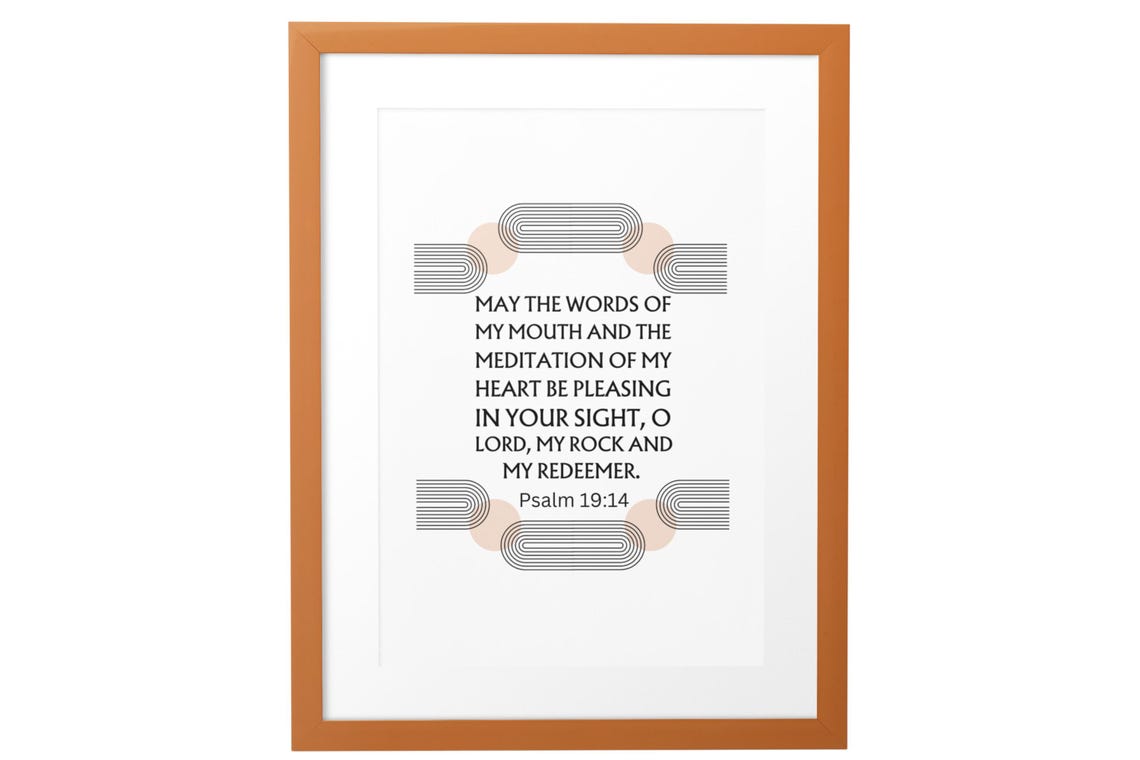 May The Words Of My Mouth Psalm 1914 Boho Christian Scripture Poster - Image 2