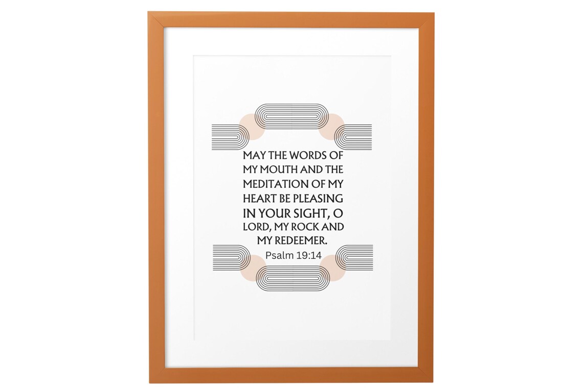 Psalm 1914 May The Words Of My Mouth Prints Boho Christian Decor Religious Modern Scripture Bible Verse Wall Art - Image 2