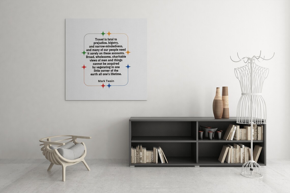 Mark Twain Travel Quote Prejudice Colorful Star Border Poster - Image 4