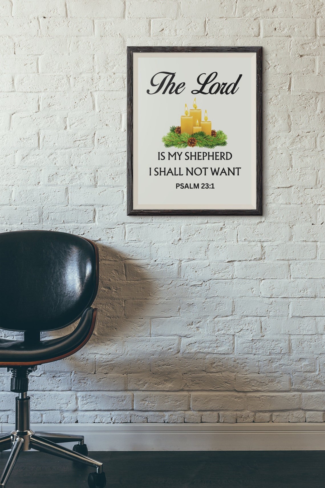 The Lord Is My Shepherd Psalm 23:1 Cream Scripture Faith Wall Poster - Image 4