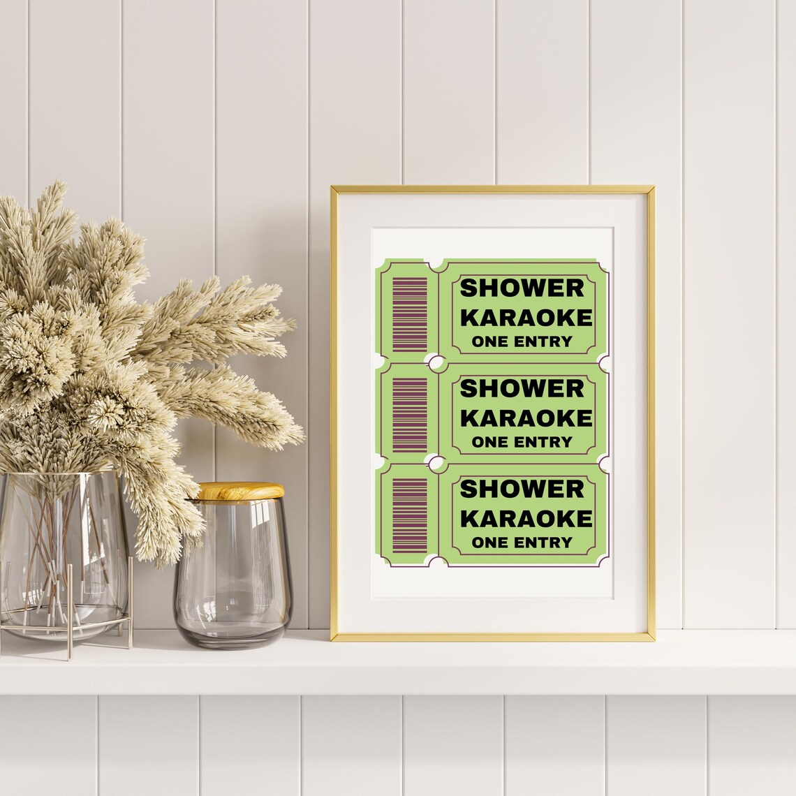 Shower Karaoke Ticket Green Bathroom Funny Musician Decor Poster - Image 2