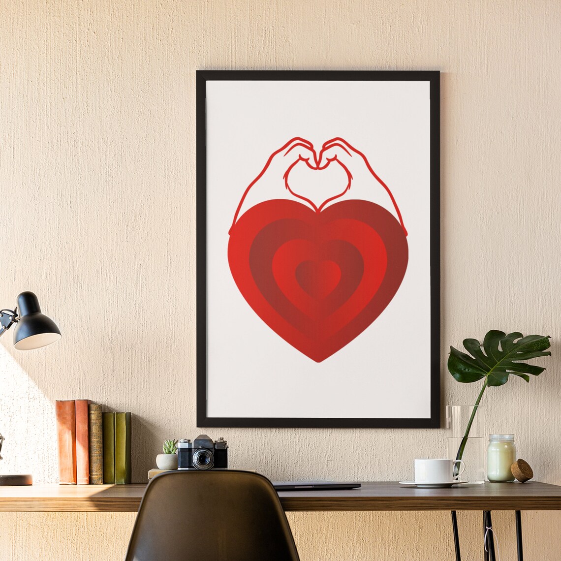 Red Heart Hand Heart Modern Valentine Love Decorative Poster - Image 2