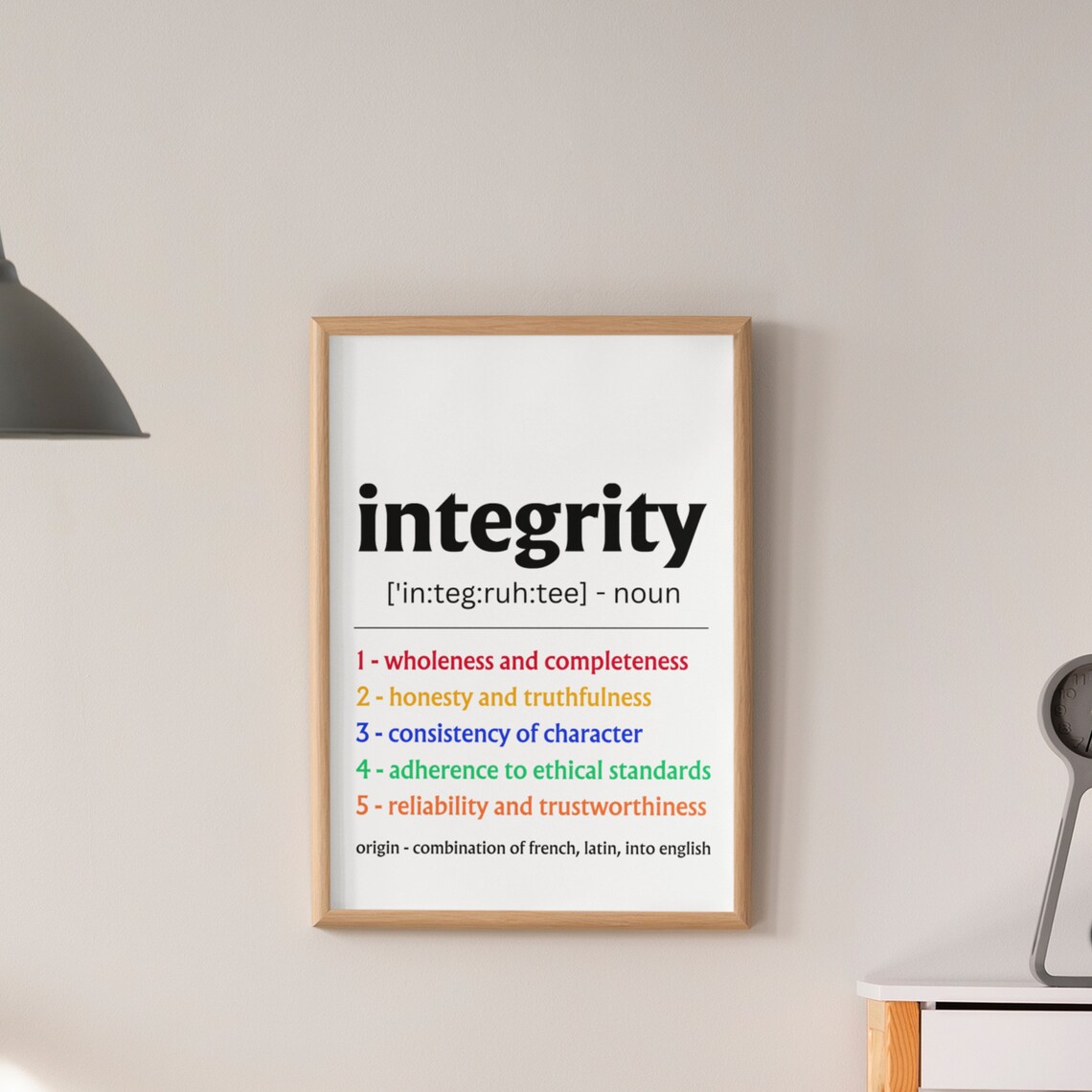 Integrity Definition Poster Colorful Motivational Office Wall Decor - Image 2